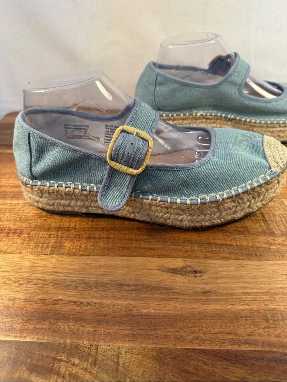 American Eagle Outfitters Blue Denim Platform Espadrilles with Buckle Size 10